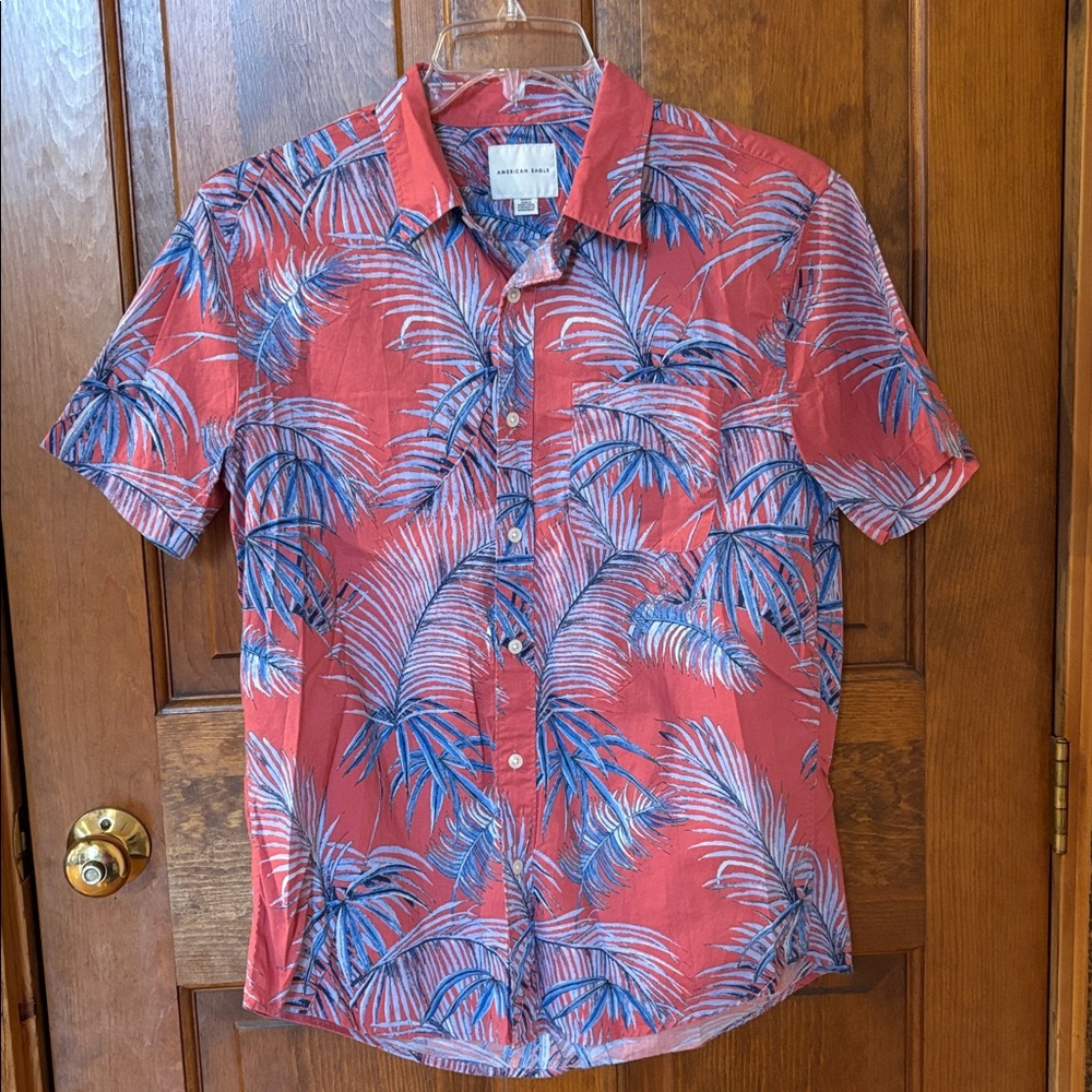 Tropical Red and Blue Men's Shirt, M, NWOT